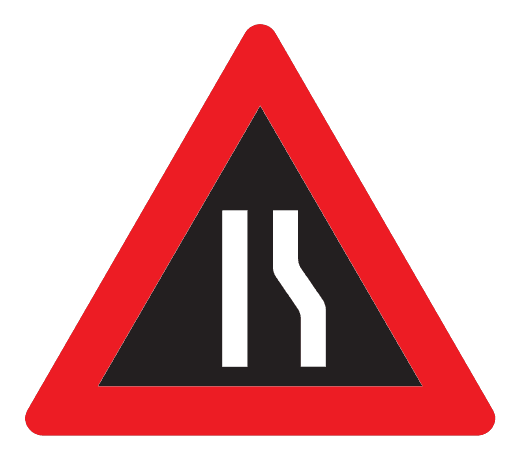 106.2 - Dynamic Road Narrows From The Right road sign
