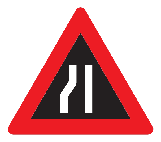 106.3 - Dynamic Road Narrows From The Left road sign