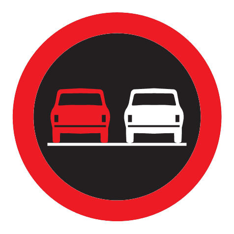 334 - Dynamic Overtaking Prohibited road sign