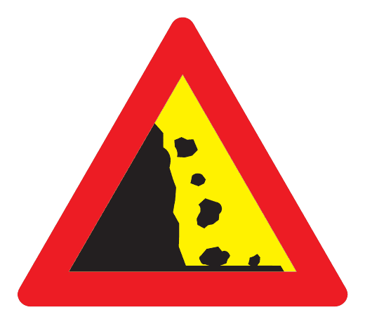 114.2 - Rock Fall, Avalanche From Left road sign