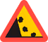 Warning for Rockfall (A12) road sign
