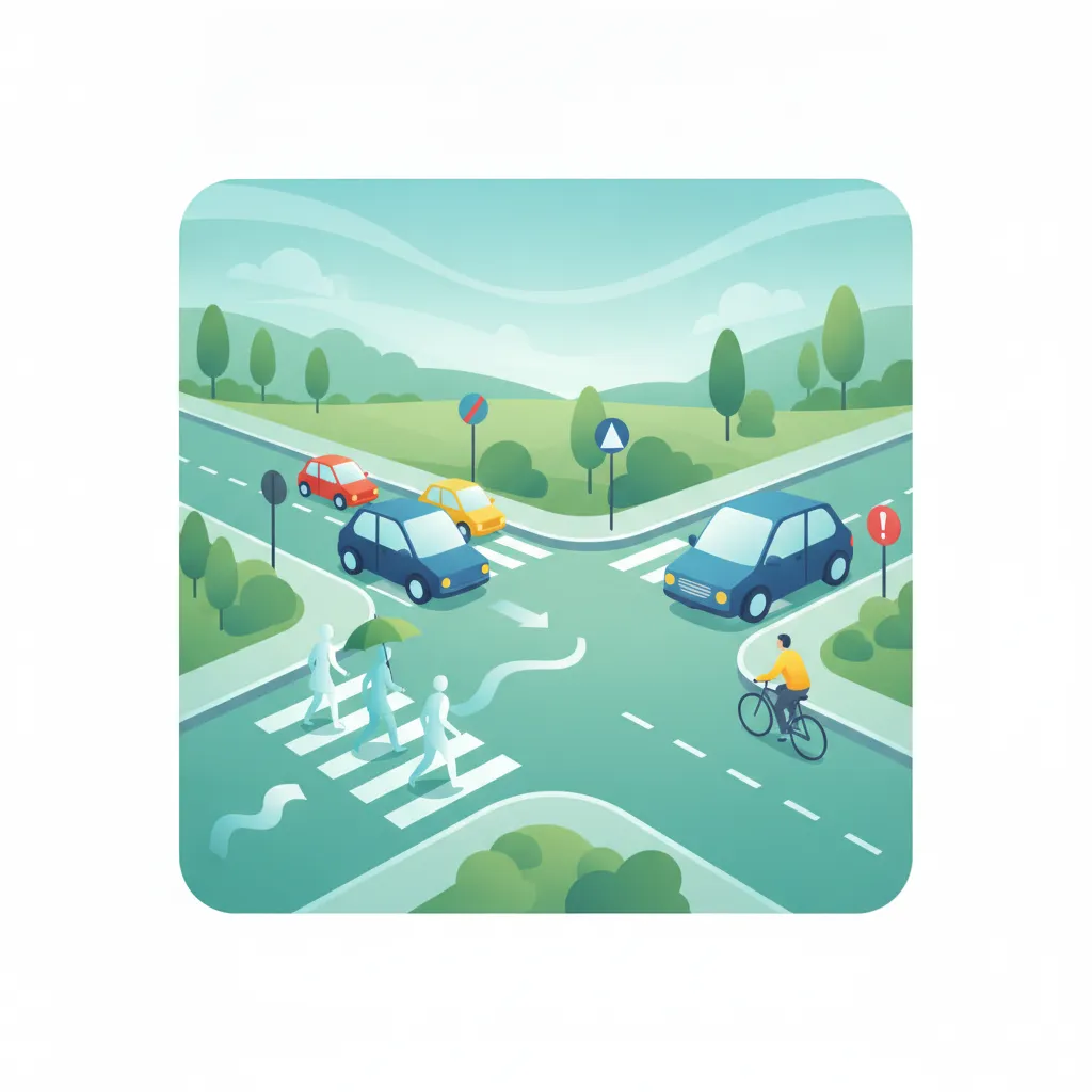 Illustration for the driving theory topic Belgian Turning Rules for learners in Belgium