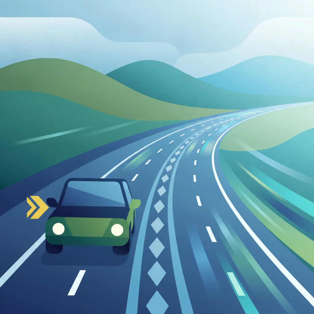 Illustration for the driving theory topic Motorway Entry for learners in Switzerland