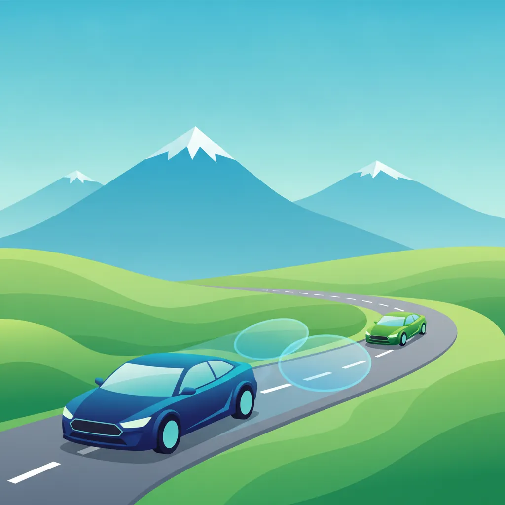 Illustration for the theory topic Safe Following Distance