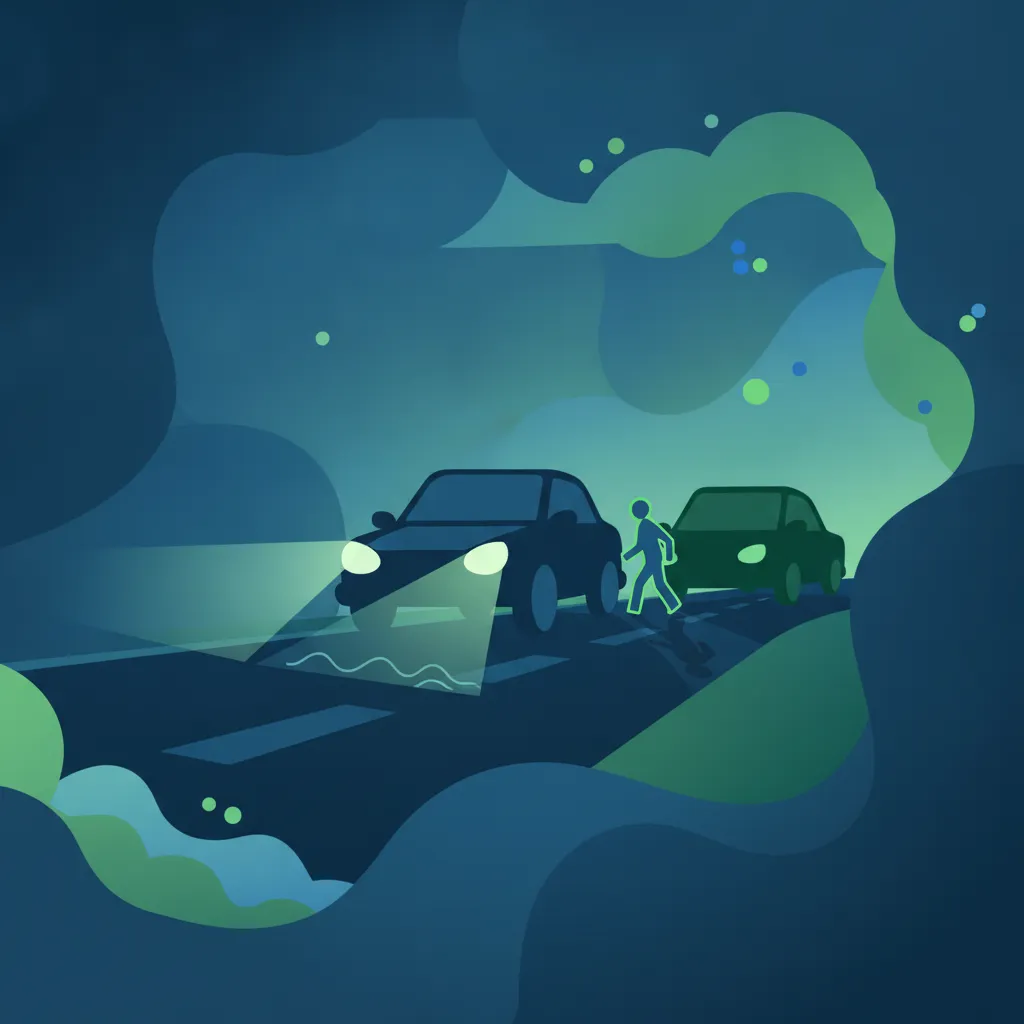 Illustration for the driving theory topic Night Driving Safety for learners in Denmark