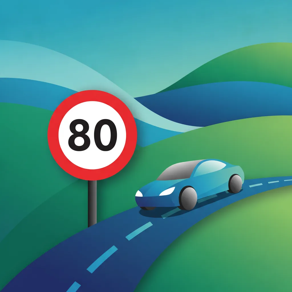 Illustration for the driving theory topic Danish Speed Limits for learners in Denmark