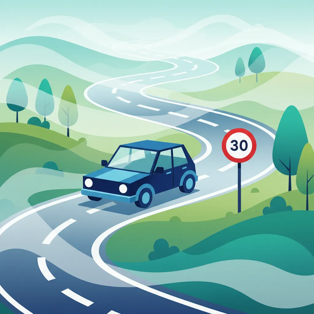 Illustration for the driving theory topic Safe Speed & Road Conditions for learners in Spain