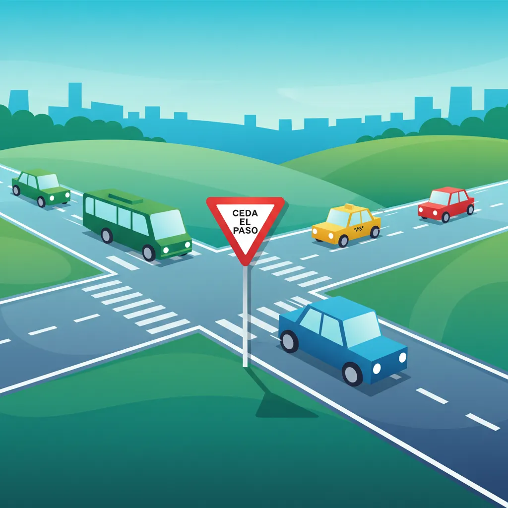 Illustration for the theory topic Give Way Sign (Ceda el Paso)