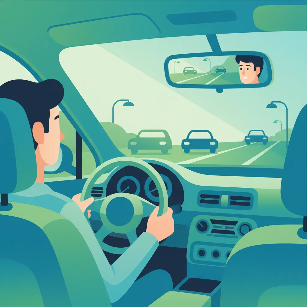 Illustration for the driving theory topic Mirror Checks for learners in Spain