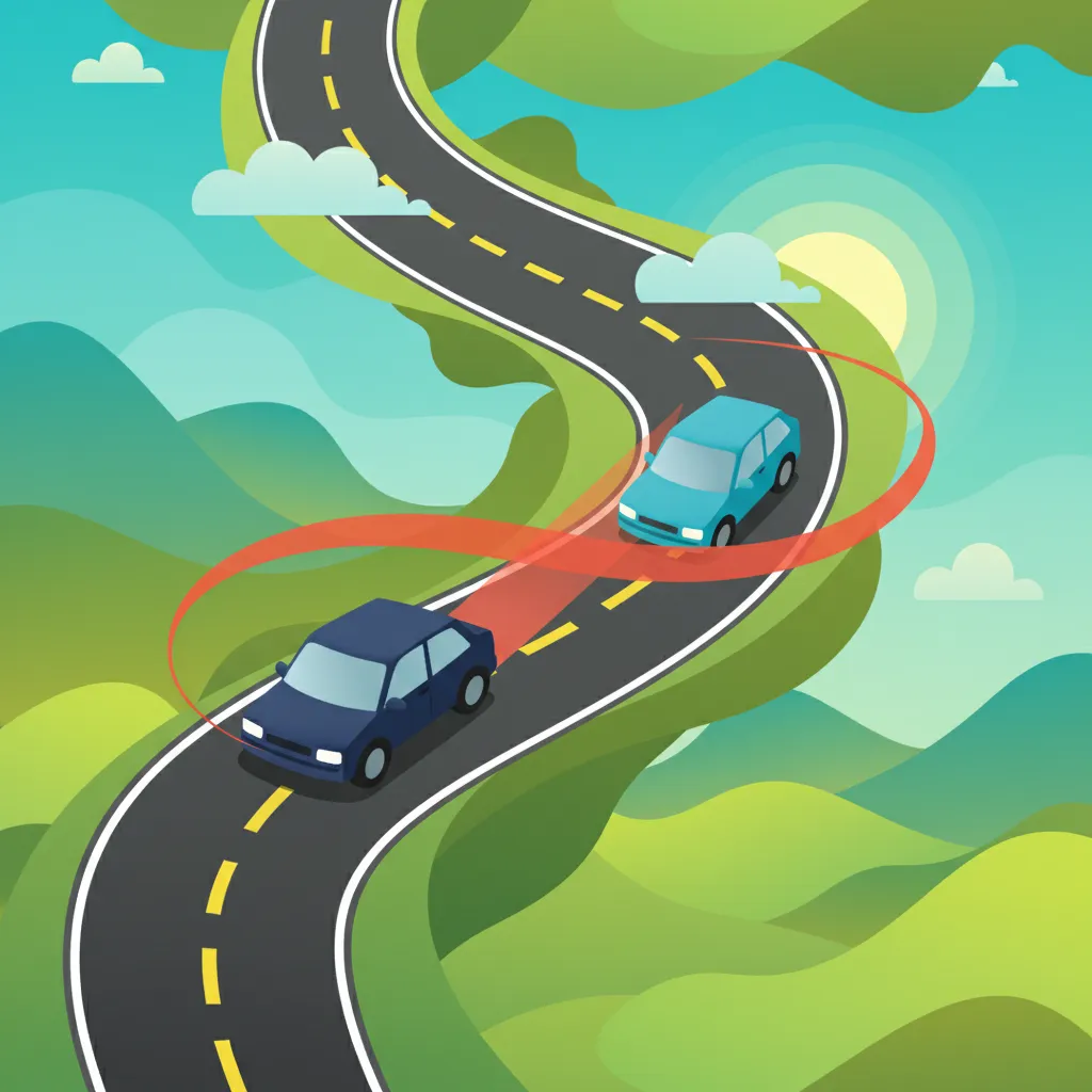 Illustration for the driving theory topic Safe Following Distance for learners in Spain