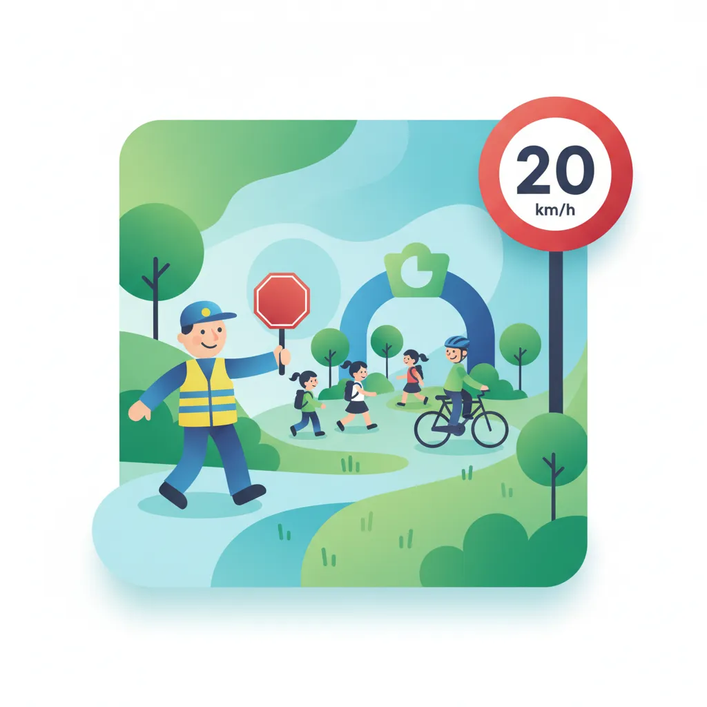 Illustration zum Thema Fahrtheorie Sicherheit in Schulzonen für Lernende in Frankreich