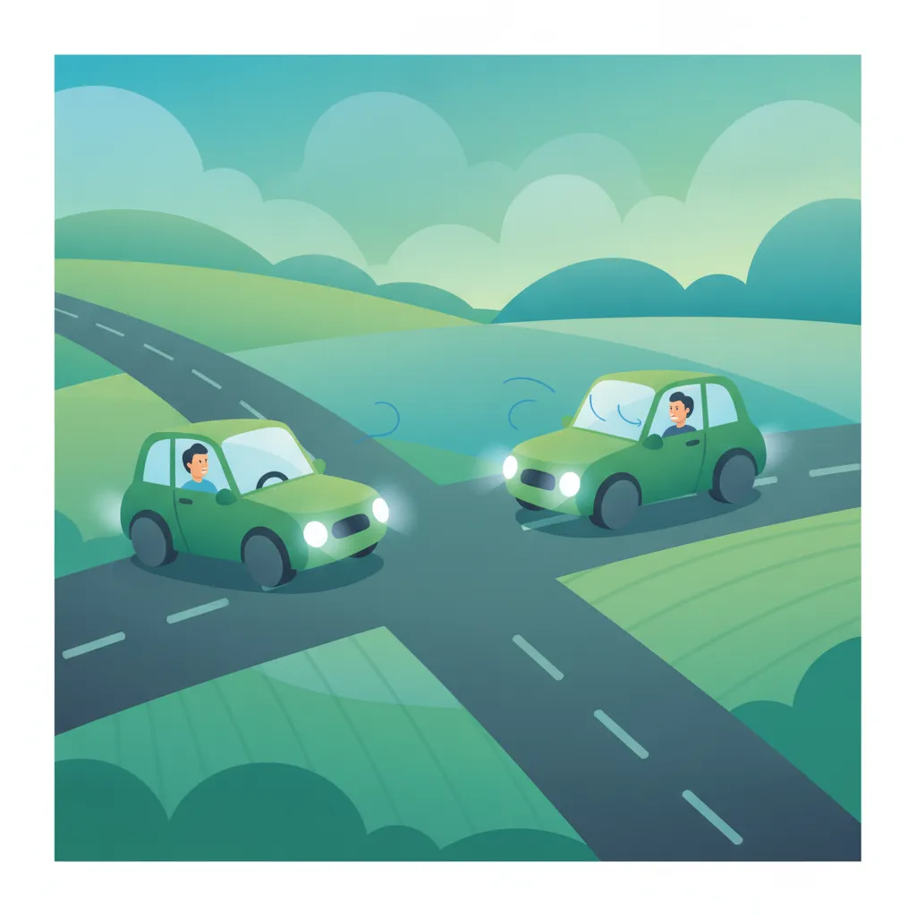 Illustration for the driving theory topic Uncontrolled Intersection Priority for learners in Ireland