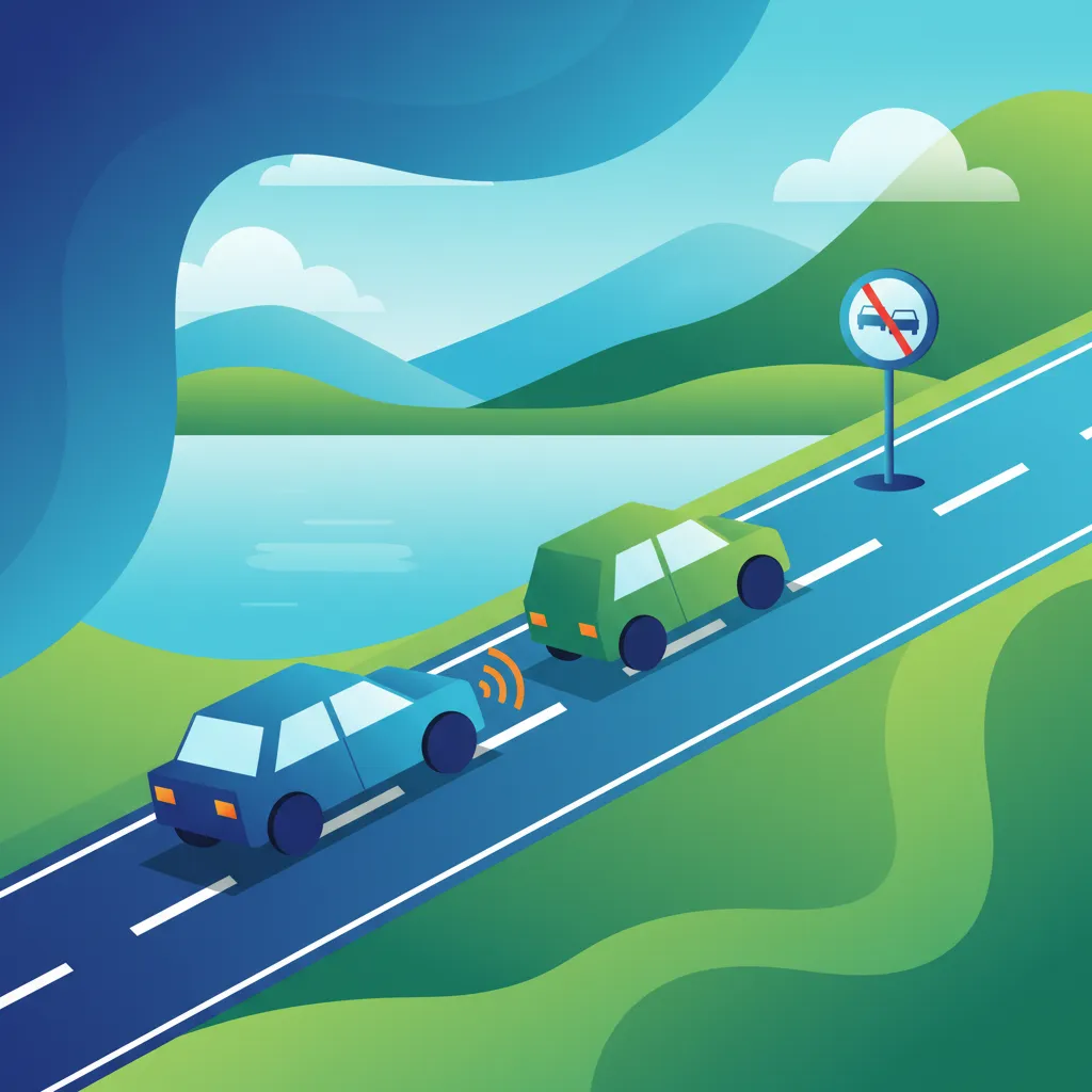 Ilustracja tematu teorii jazdy Zasady wyprzedzania dla uczniów w Islandia