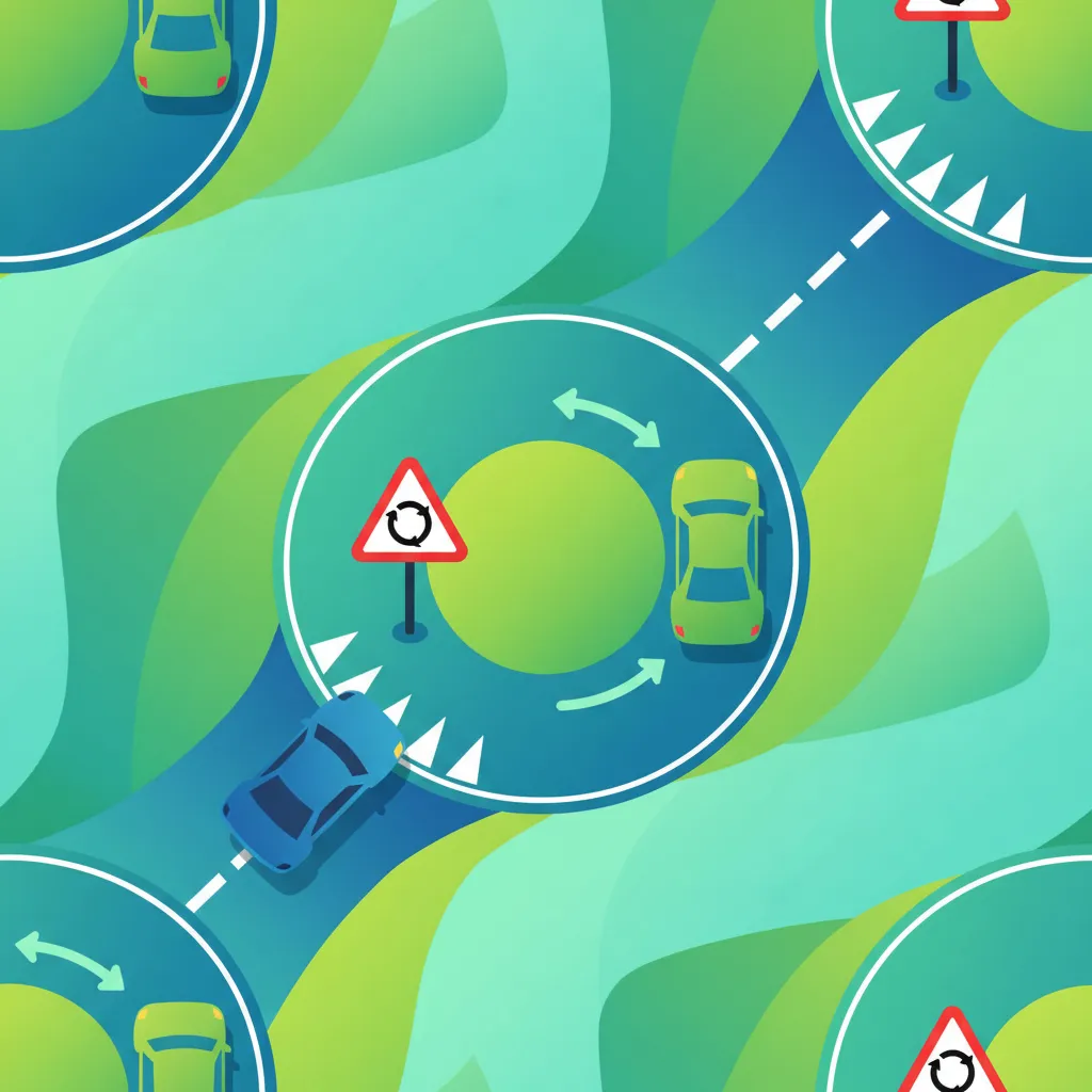 Illustration for the driving theory topic Roundabout Priority for learners in the Netherlands