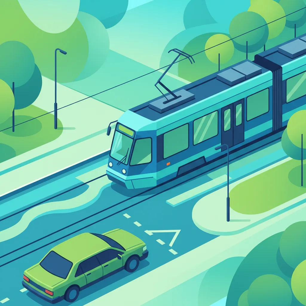 Illustration for the driving theory topic Tram and Public Transport Priority for learners in Poland