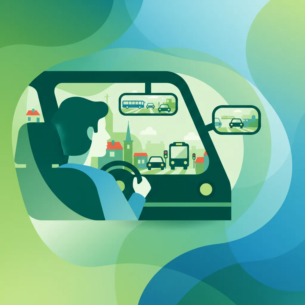 Illustration for the driving theory topic Mirror Check Techniques for learners in Poland