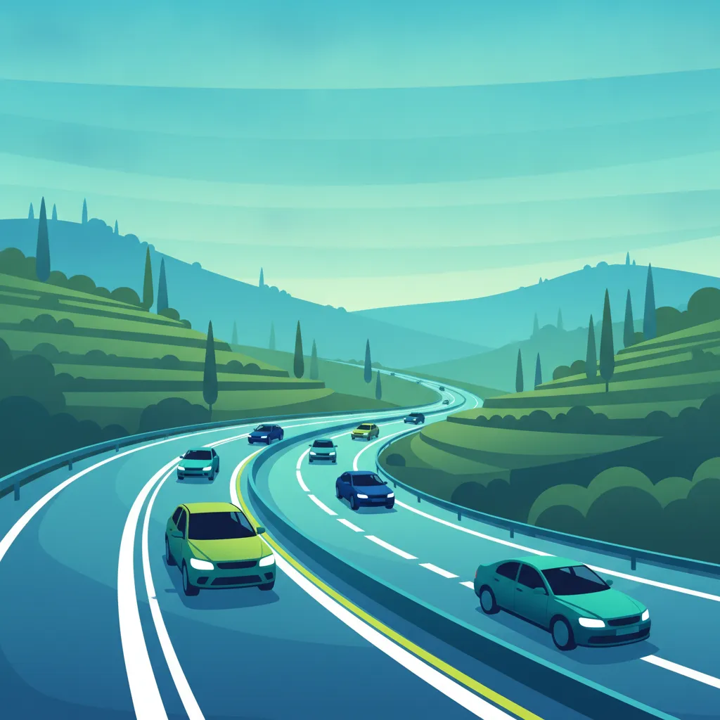 Illustration för körteoriämnet Motorvägsinfart för elever i Portugal