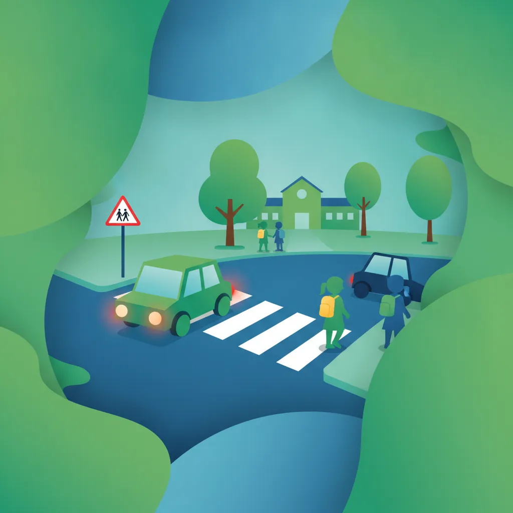 Illustratie voor het theorieonderwerp Schoolzone Veiligheid Portugal voor leerlingen in Portugal